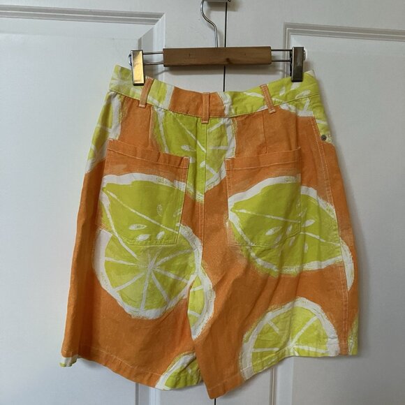 Zara Lemon Shorts Mens 30 Orange Limited Edition Bermuda Walking Novelty Print - Picture 2 of 10
